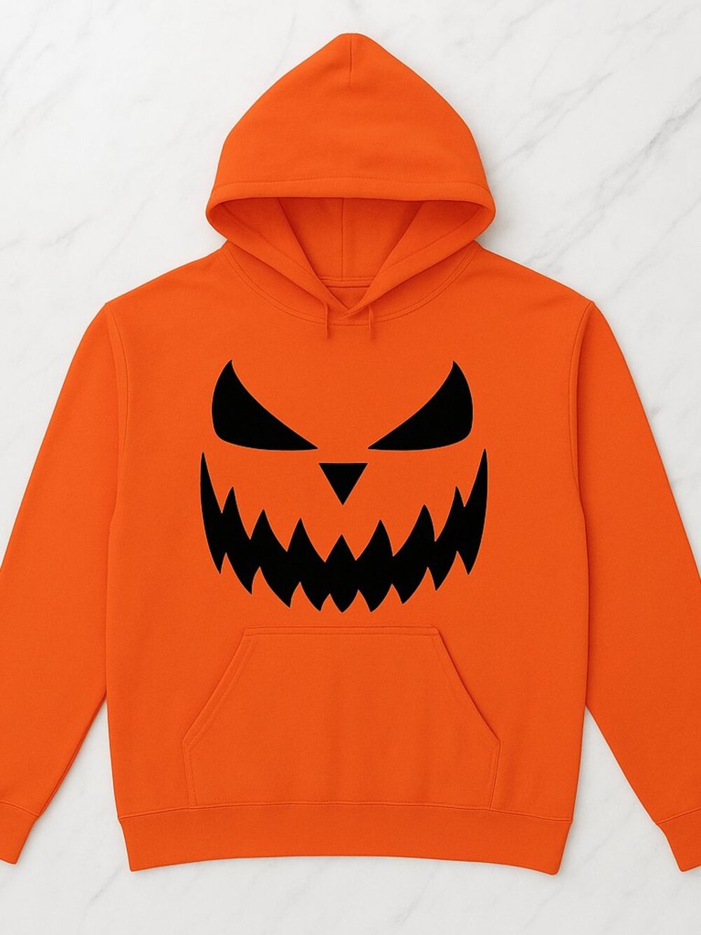 Jack-O-Lantern Pumpkin Face Halloween Hoodie Orange Spooky Pullover Unisex Adult